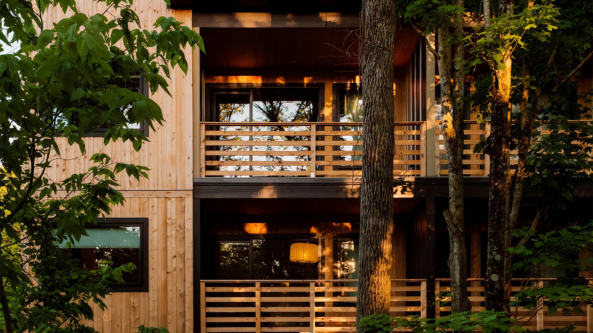 a building with trees in the background