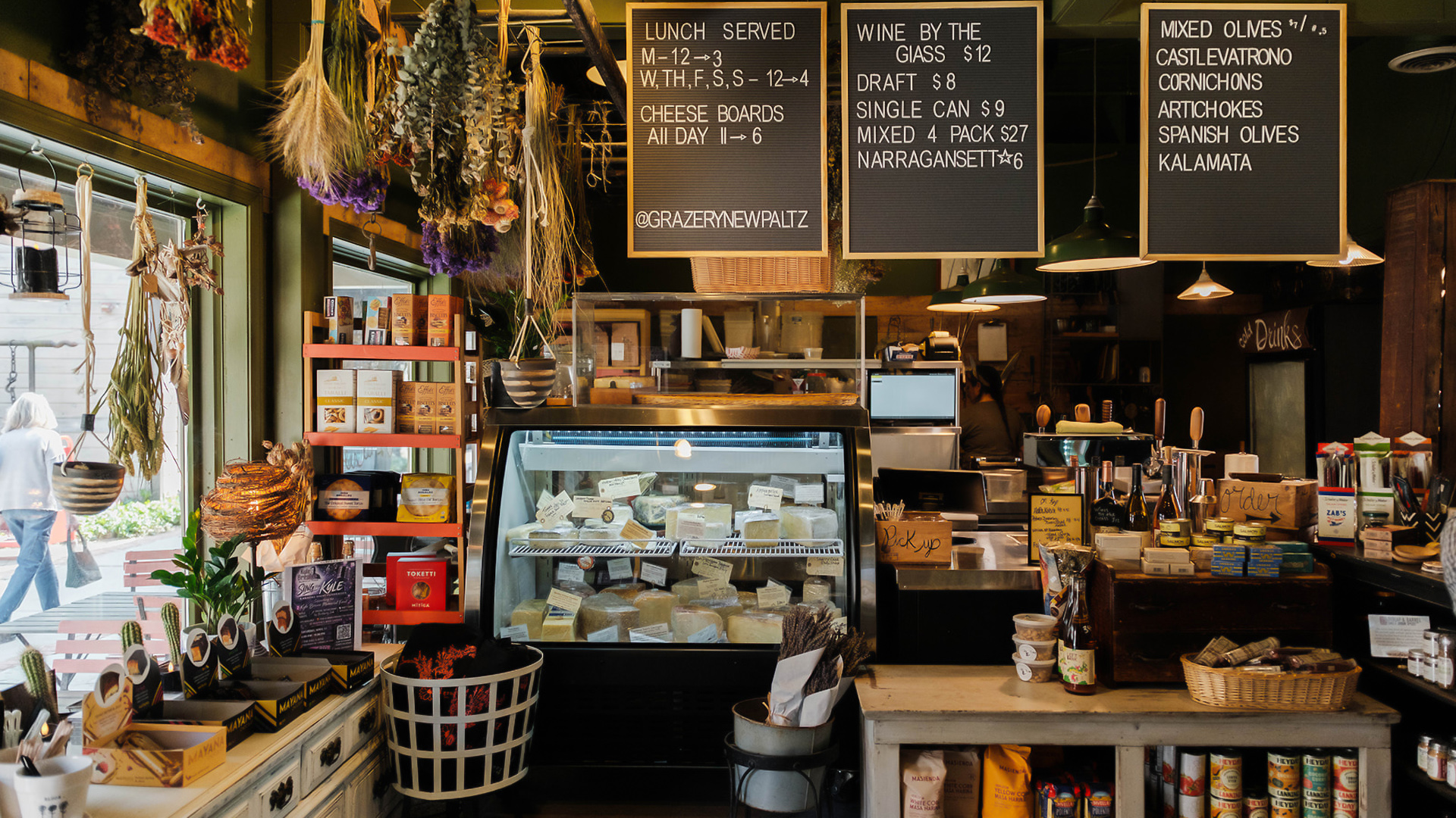 a display case with food in it