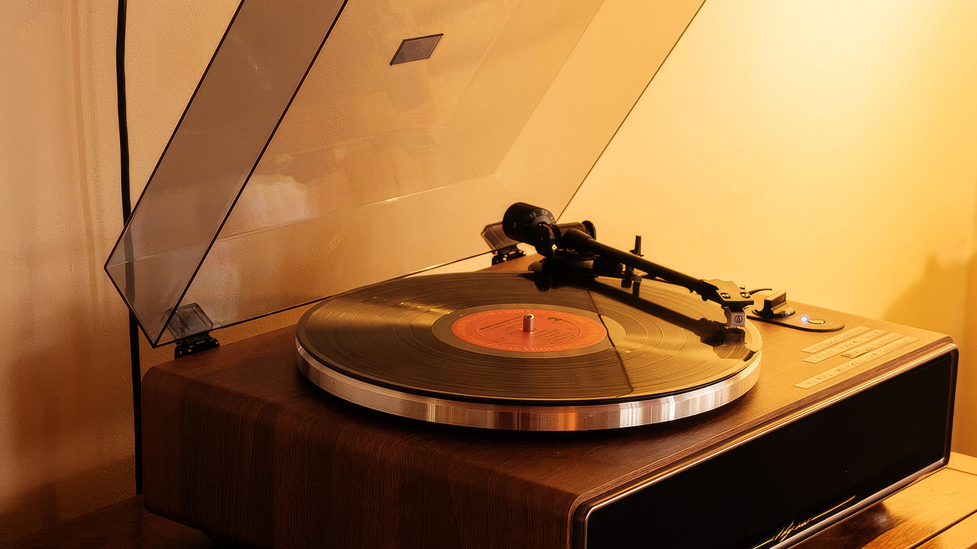 a record player with a record on it