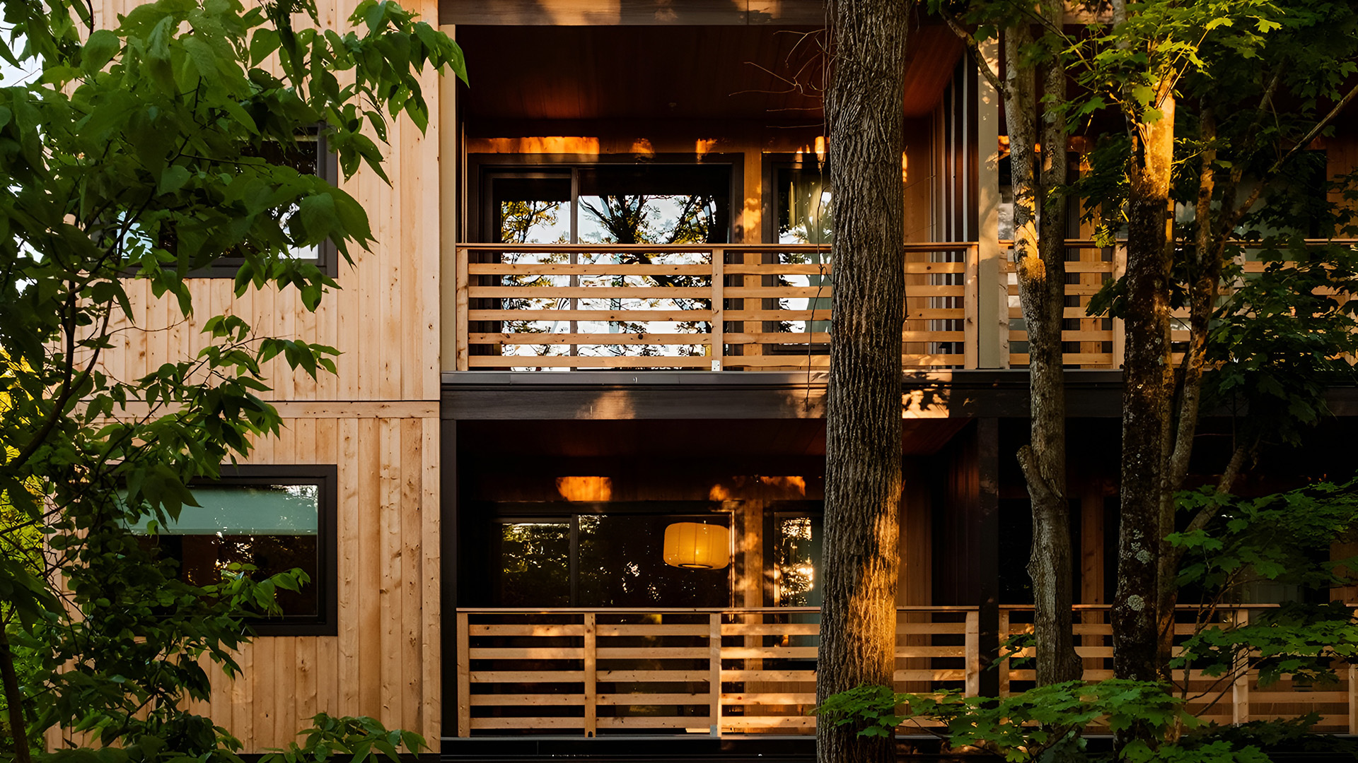 a building with trees in the background