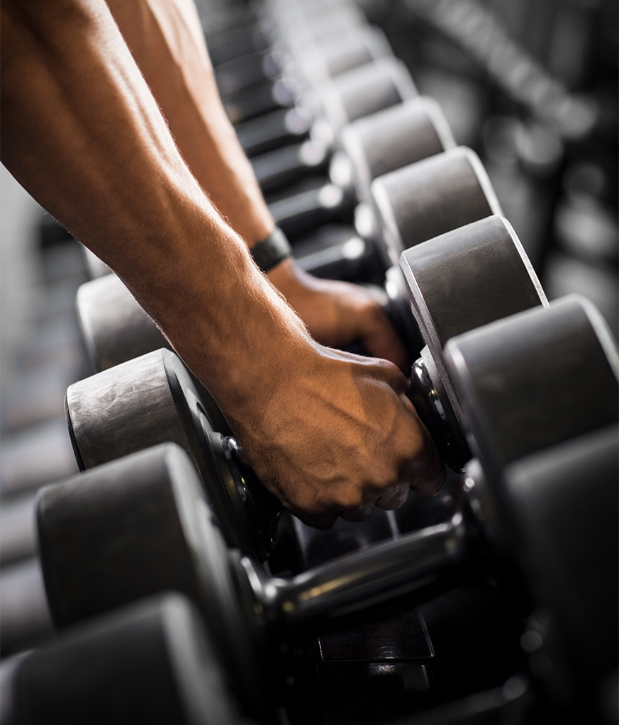 a person lifting weights in a gym