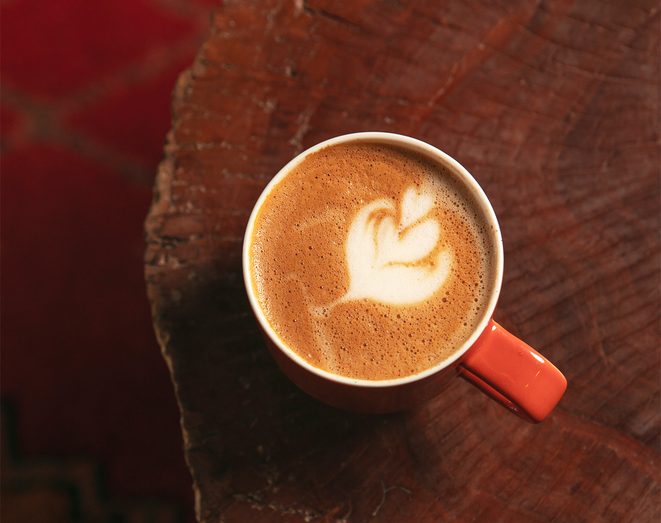 a cup of coffee with a flower in the foam