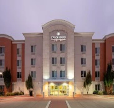 a large building with a sign on it