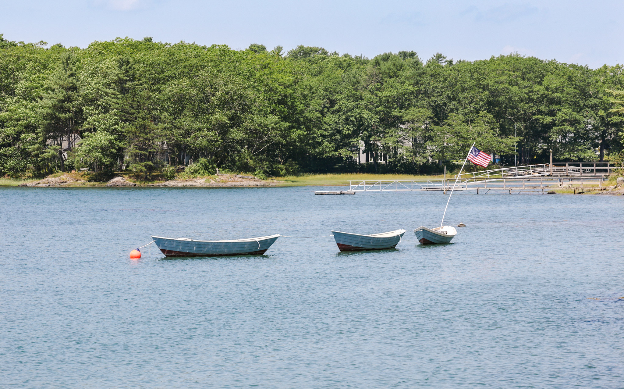 boats in the water with a flag
