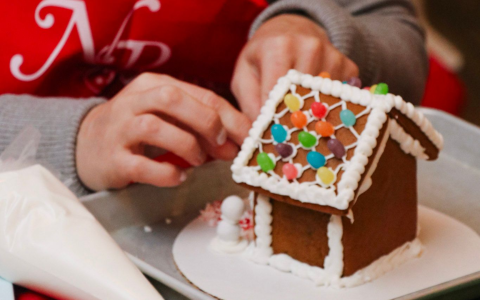 a person making a gingerbread house