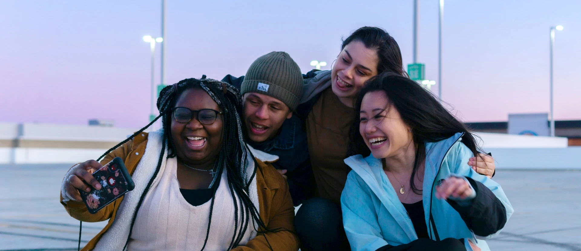 a group of people laughing
