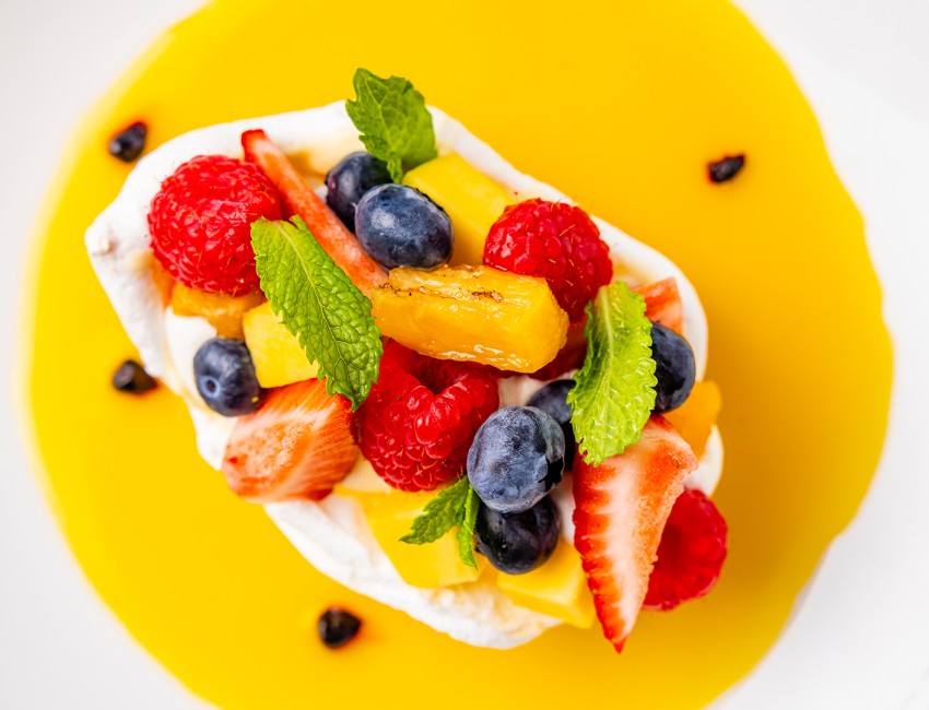 a fruit salad on a plate