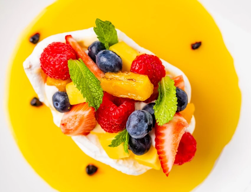 a fruit salad on a plate