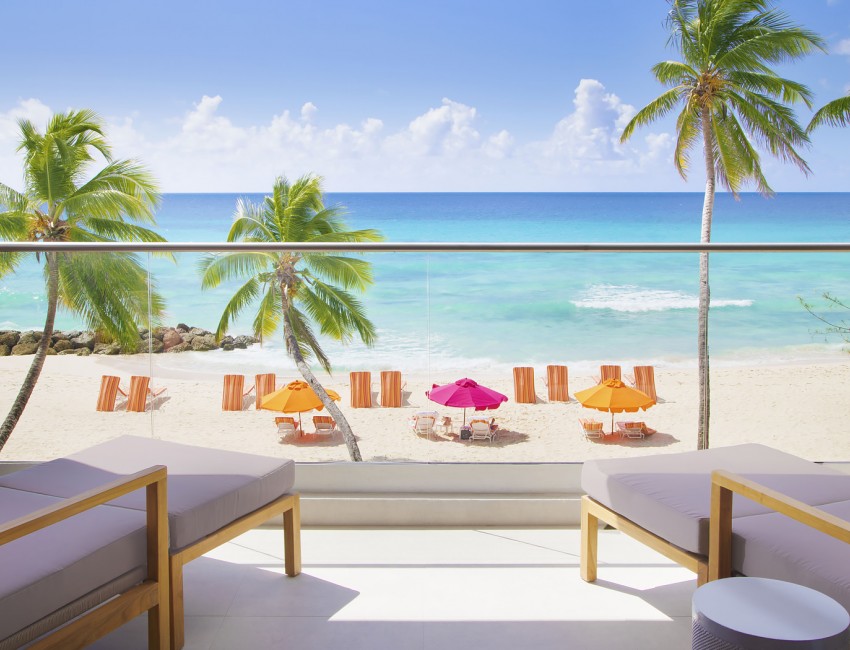 view of the beach from a balcony