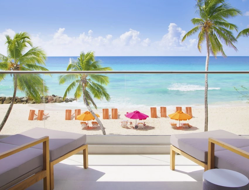 view of the beach from a balcony