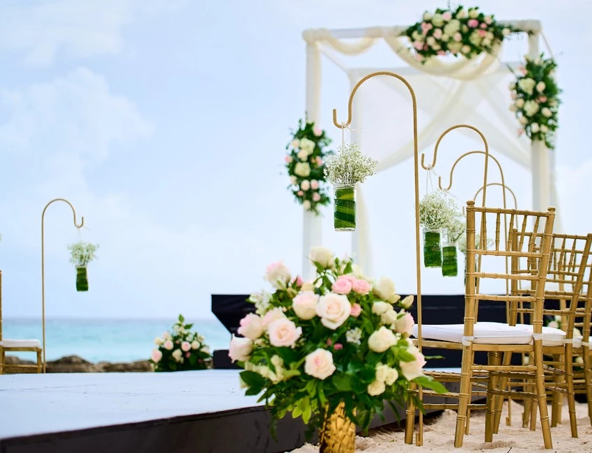 a wedding ceremony on a beach