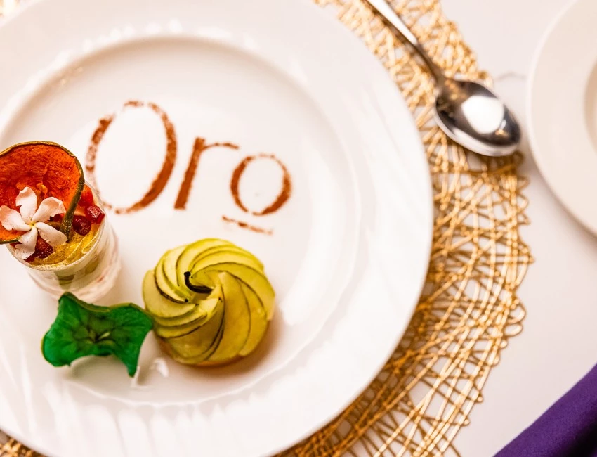 a plate with food on it