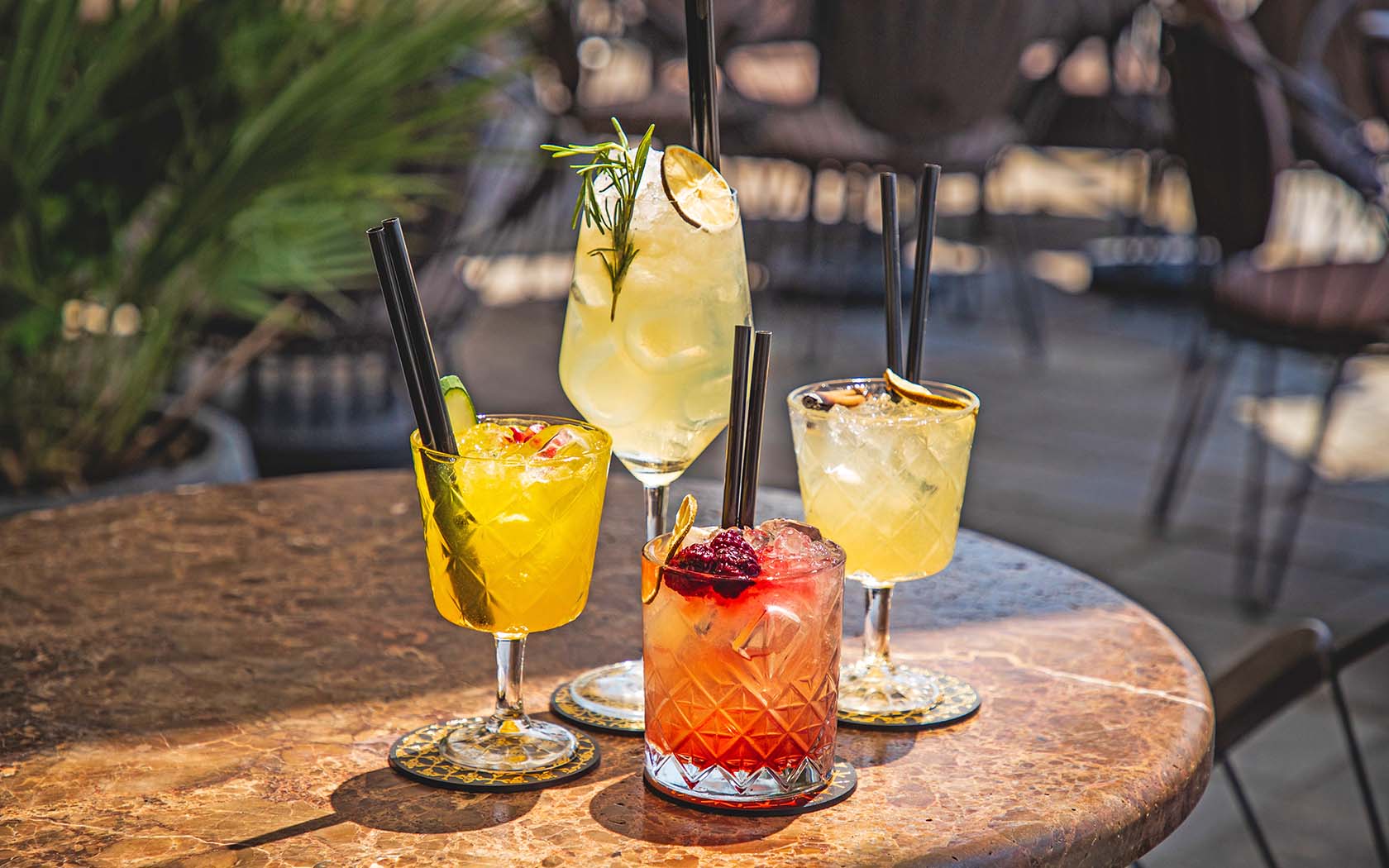 cocktails on a table