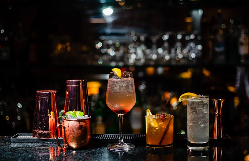 house made cocktails on the hotel bar 