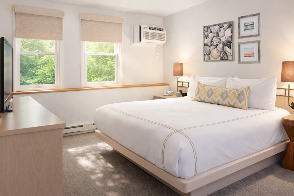 a bed in a room