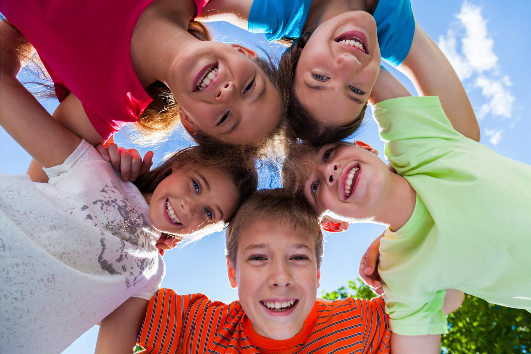 a group of children smiling