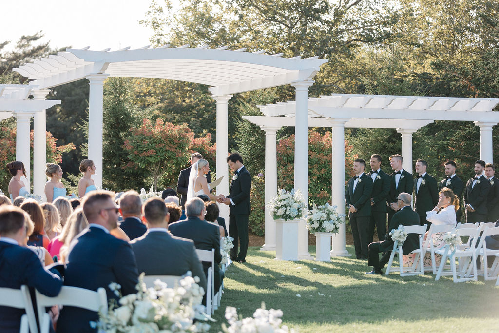a wedding ceremony in a garden