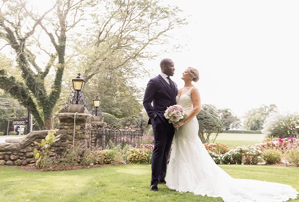 bride and groom walking down aisle