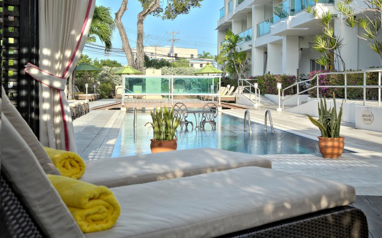 outdoor pool with lounge area