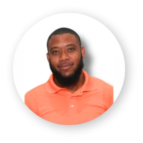 a man in an orange shirt