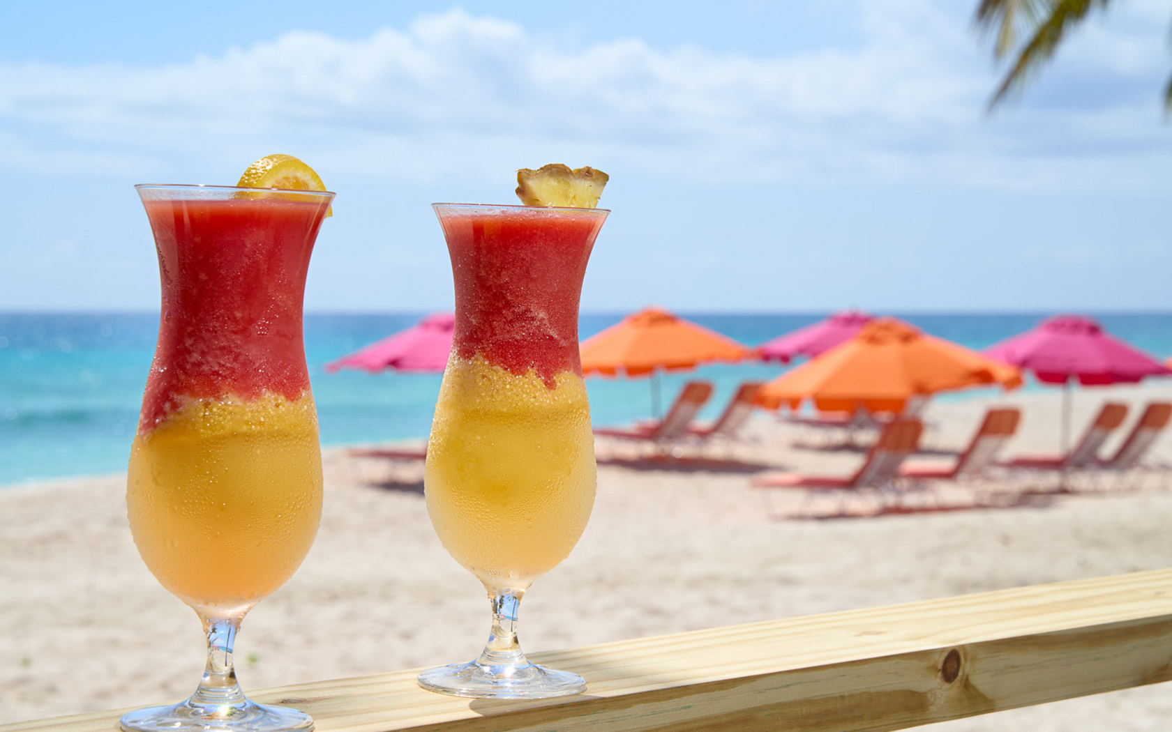 frozen drinks with a beautiful view of the beach
