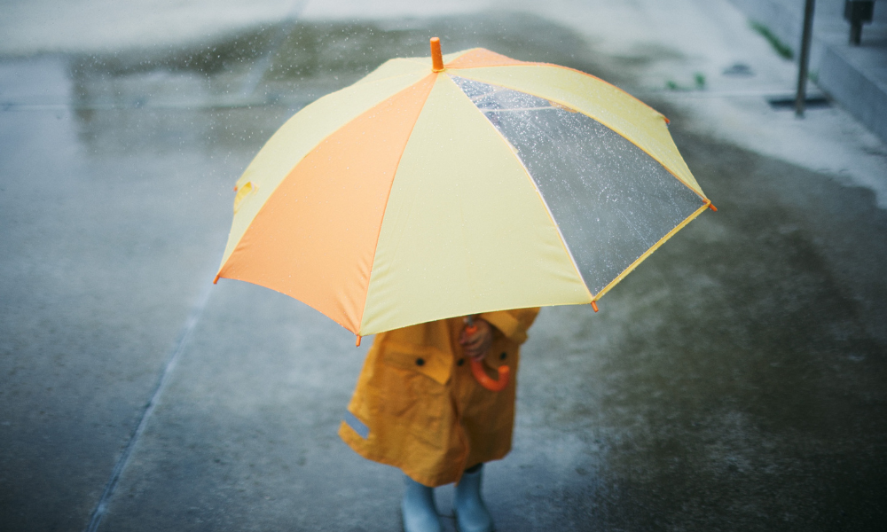 a child holding an umbrella