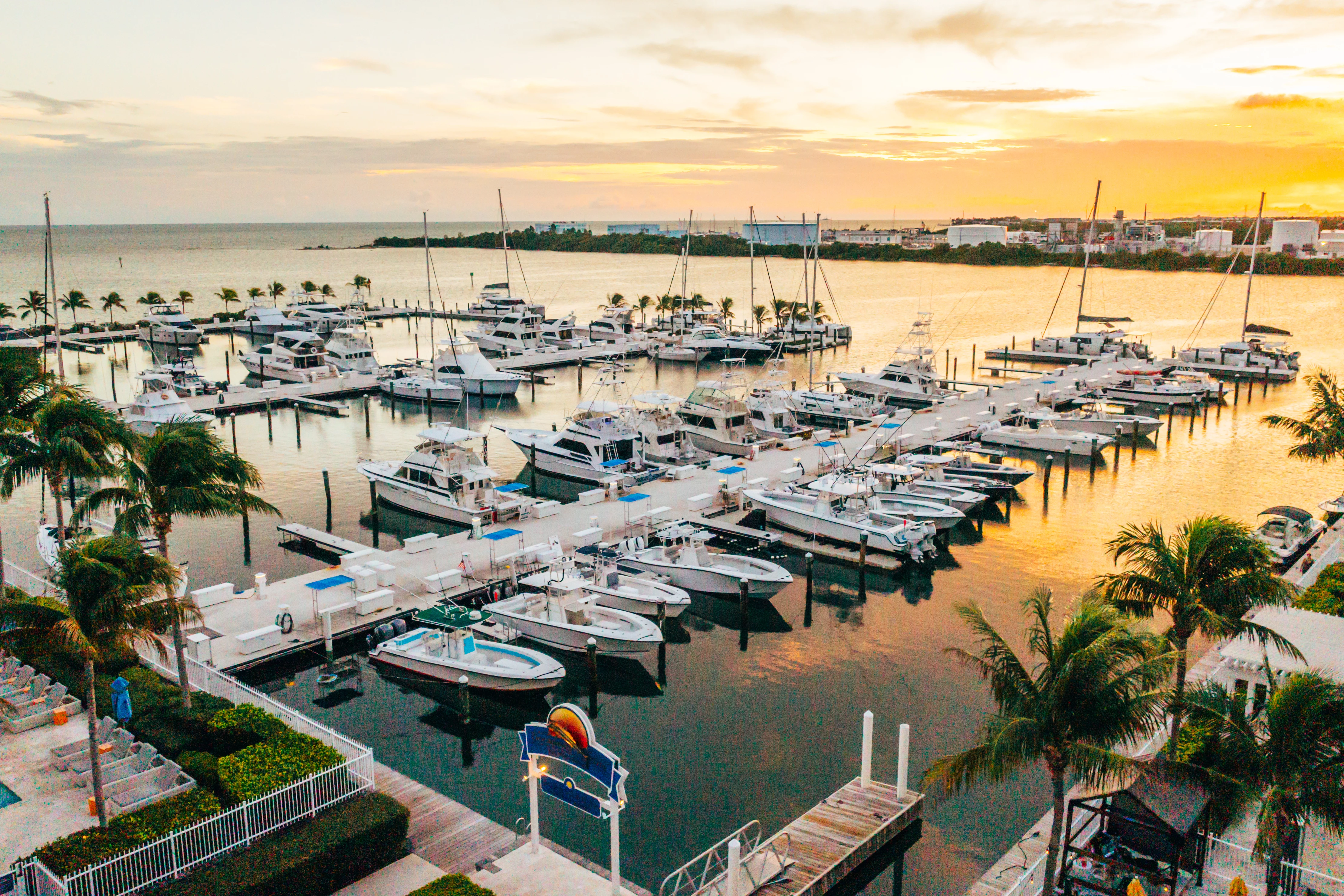 a group of boats in a harbor