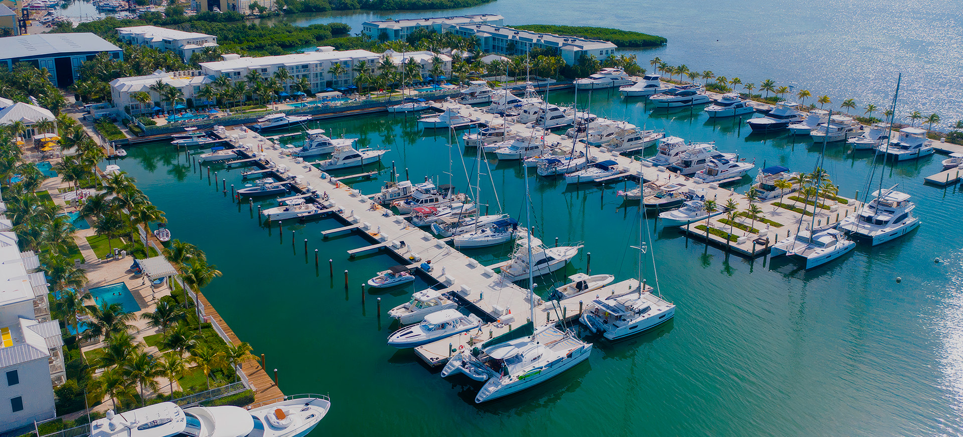 a group of boats in a harbor