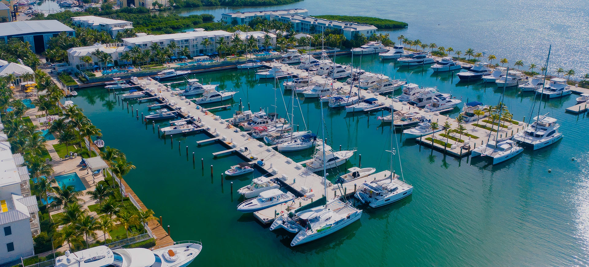a group of boats in a harbor