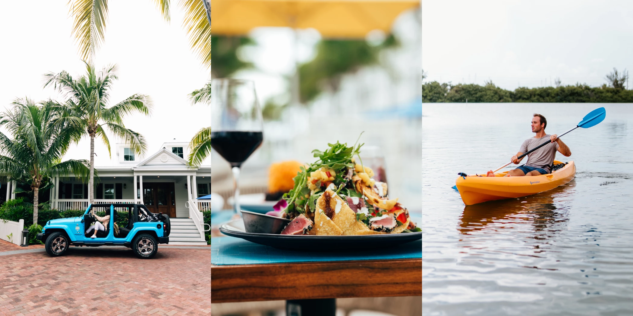 a collage of food and a glass of wine