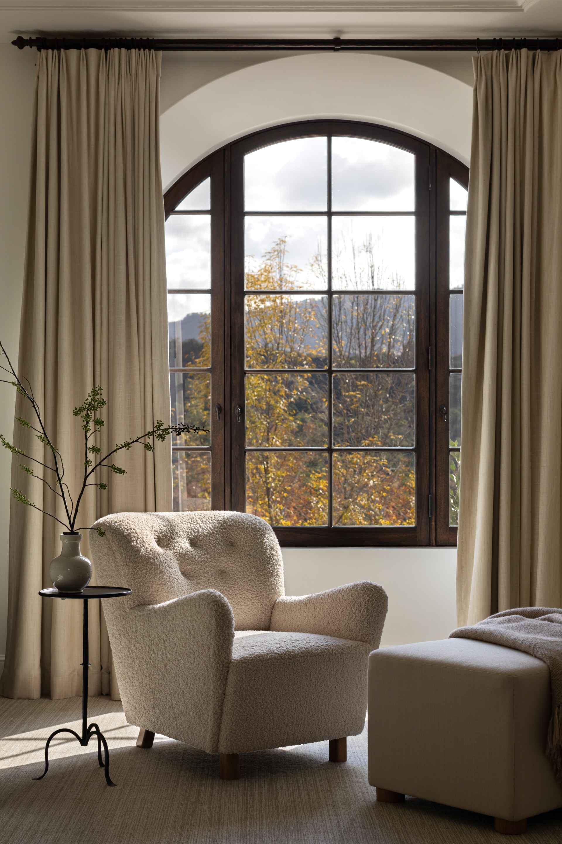 a room with a large window