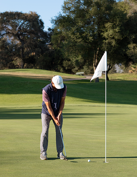 a man playing golf on a golf course