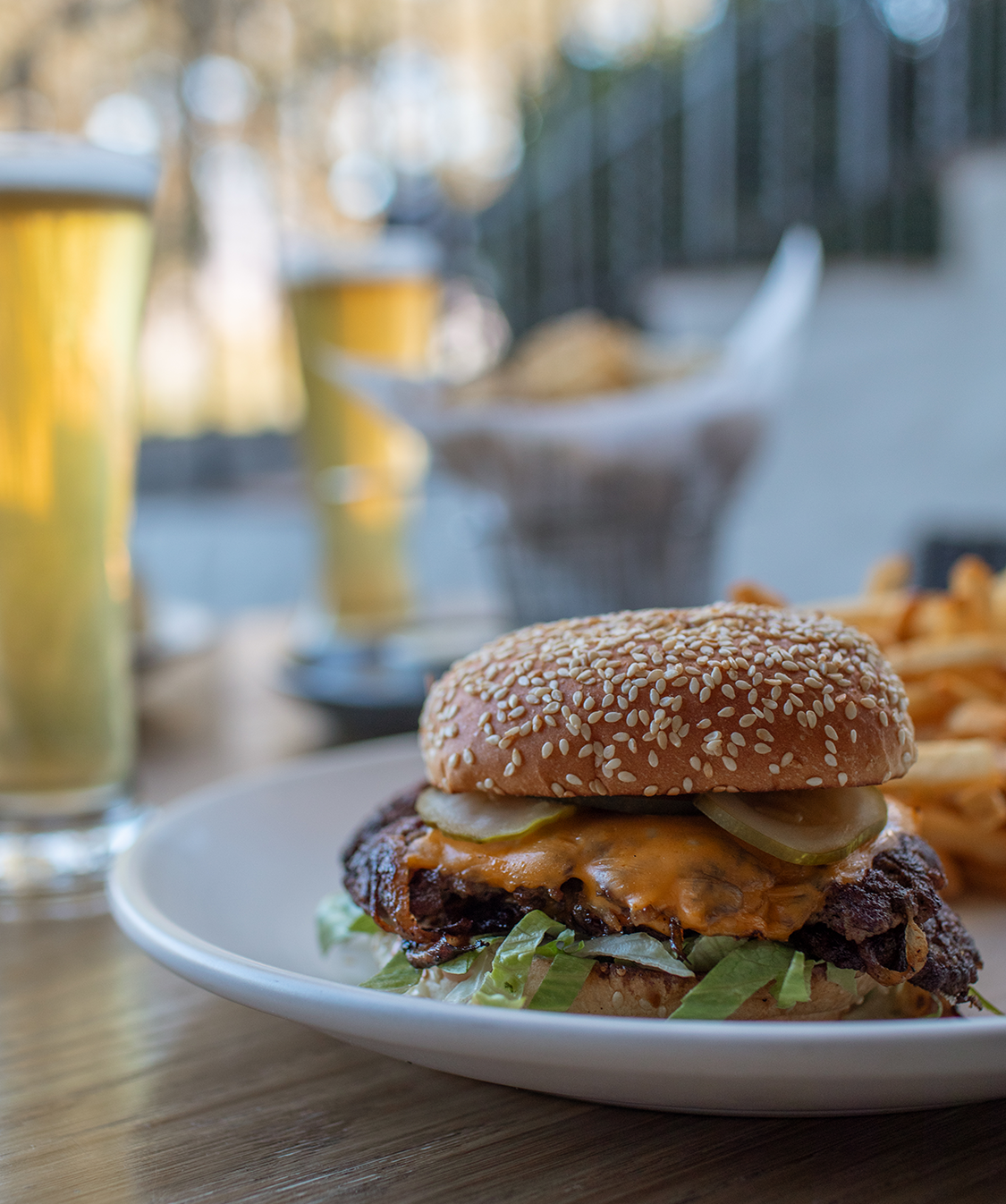a burger and fries on a plate
