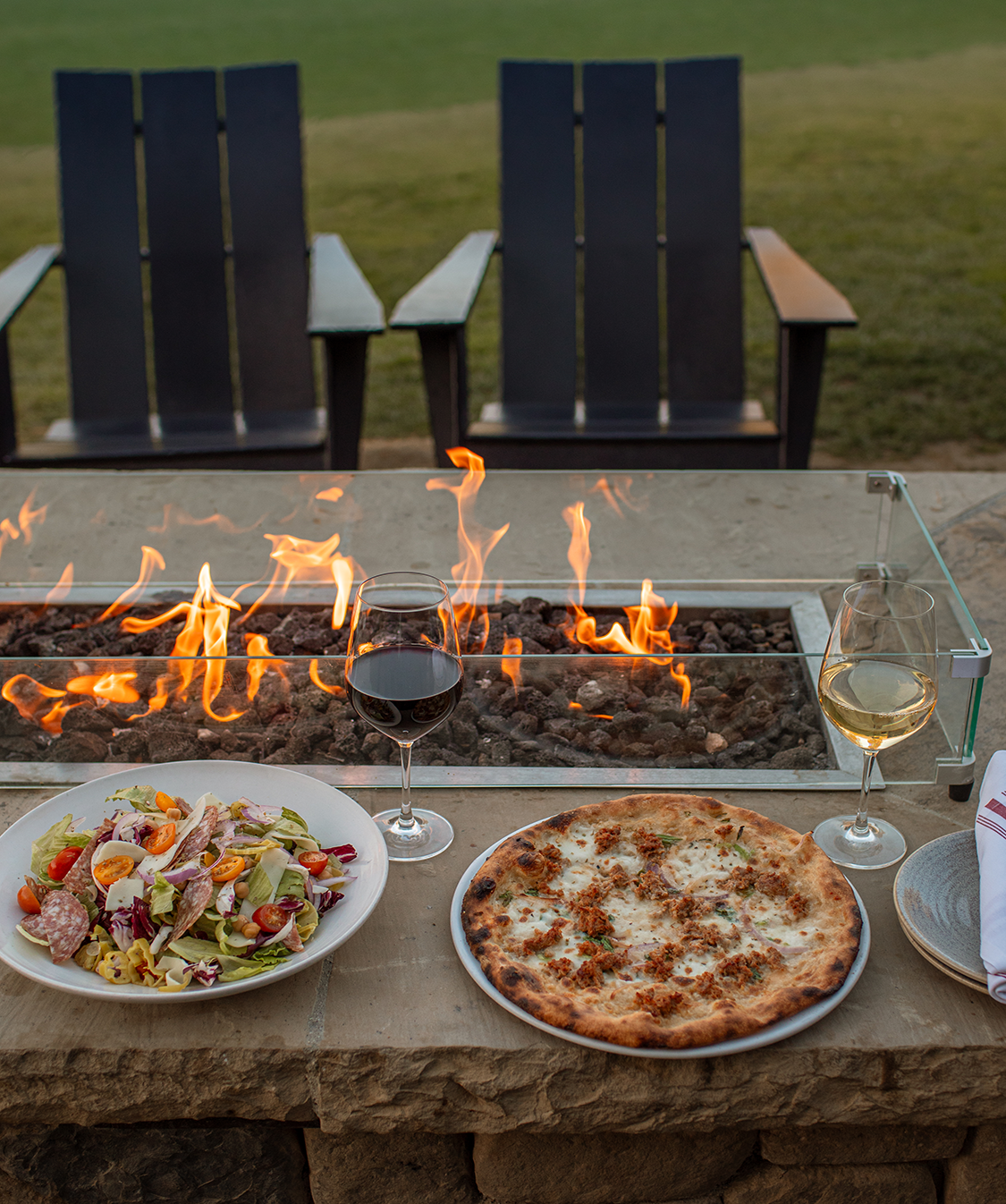 a table with food and drinks on it