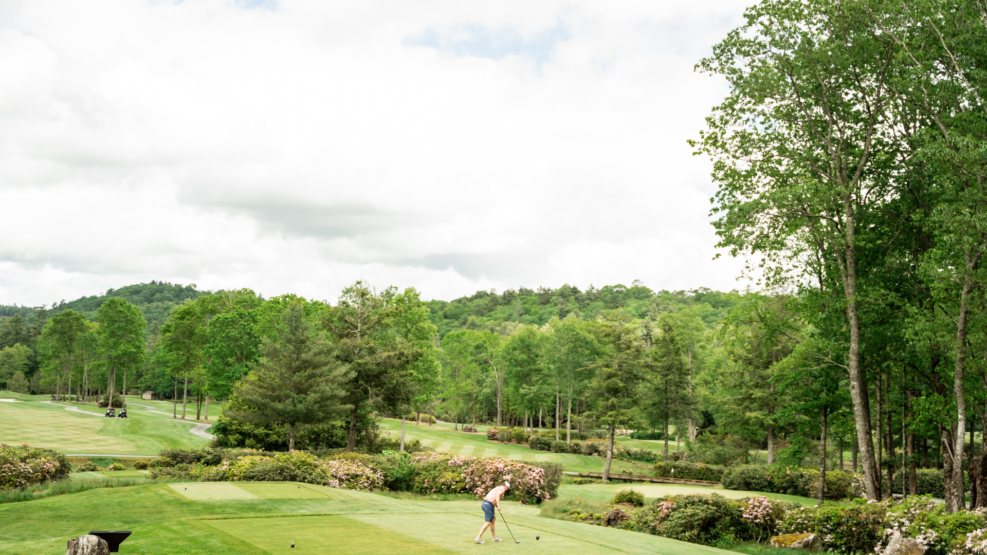a person playing golf on a golf course