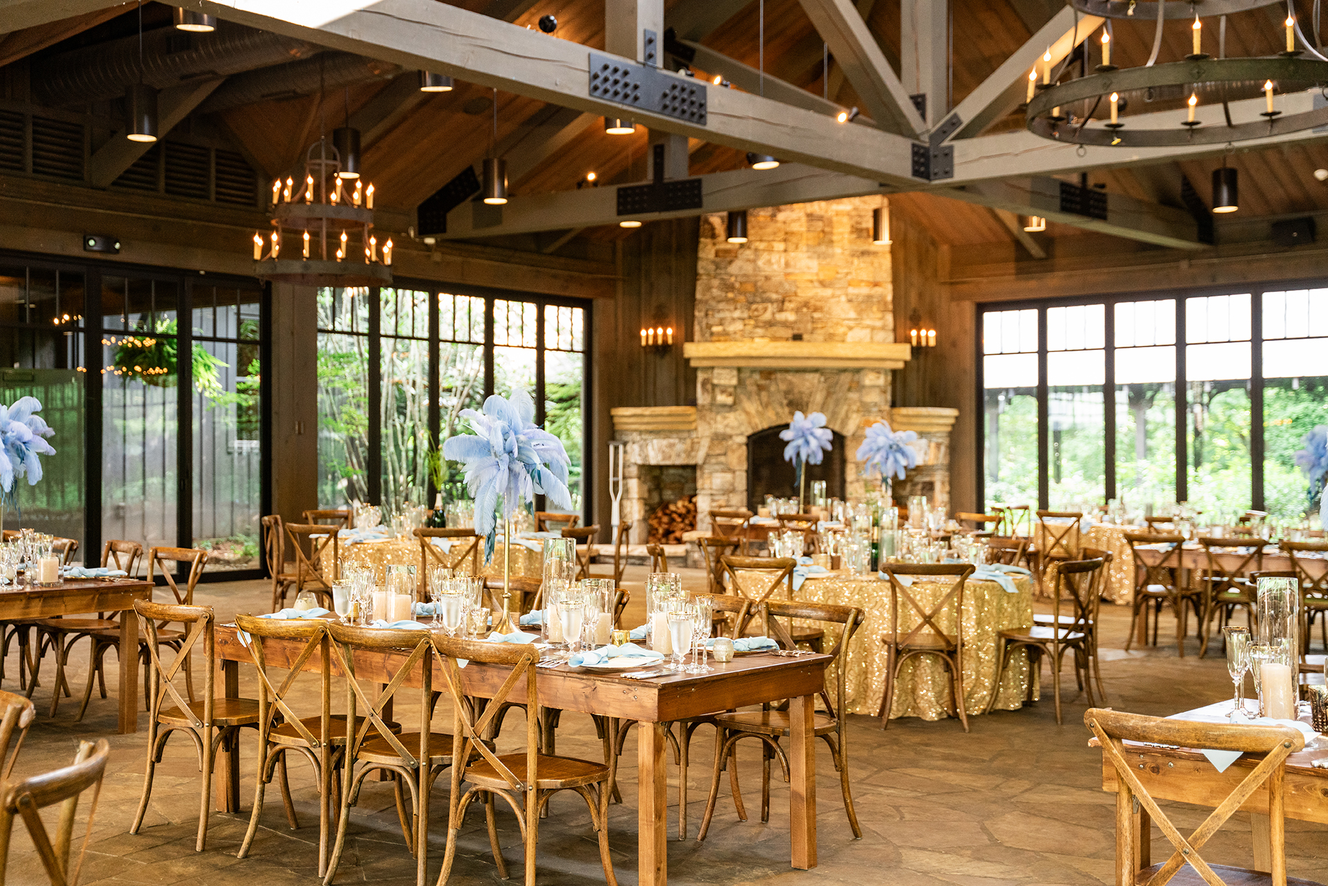 a room with tables and chairs