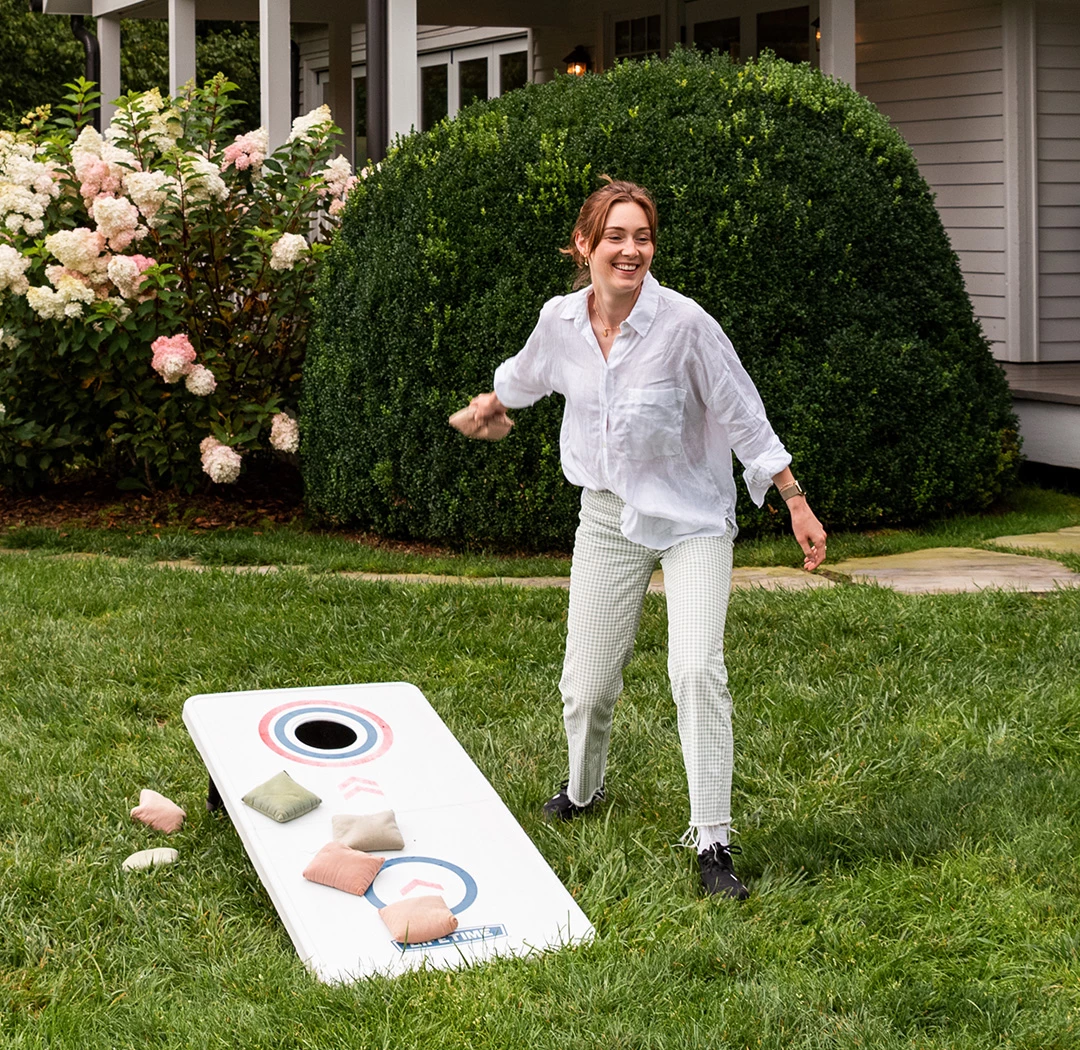 a woman playing a game