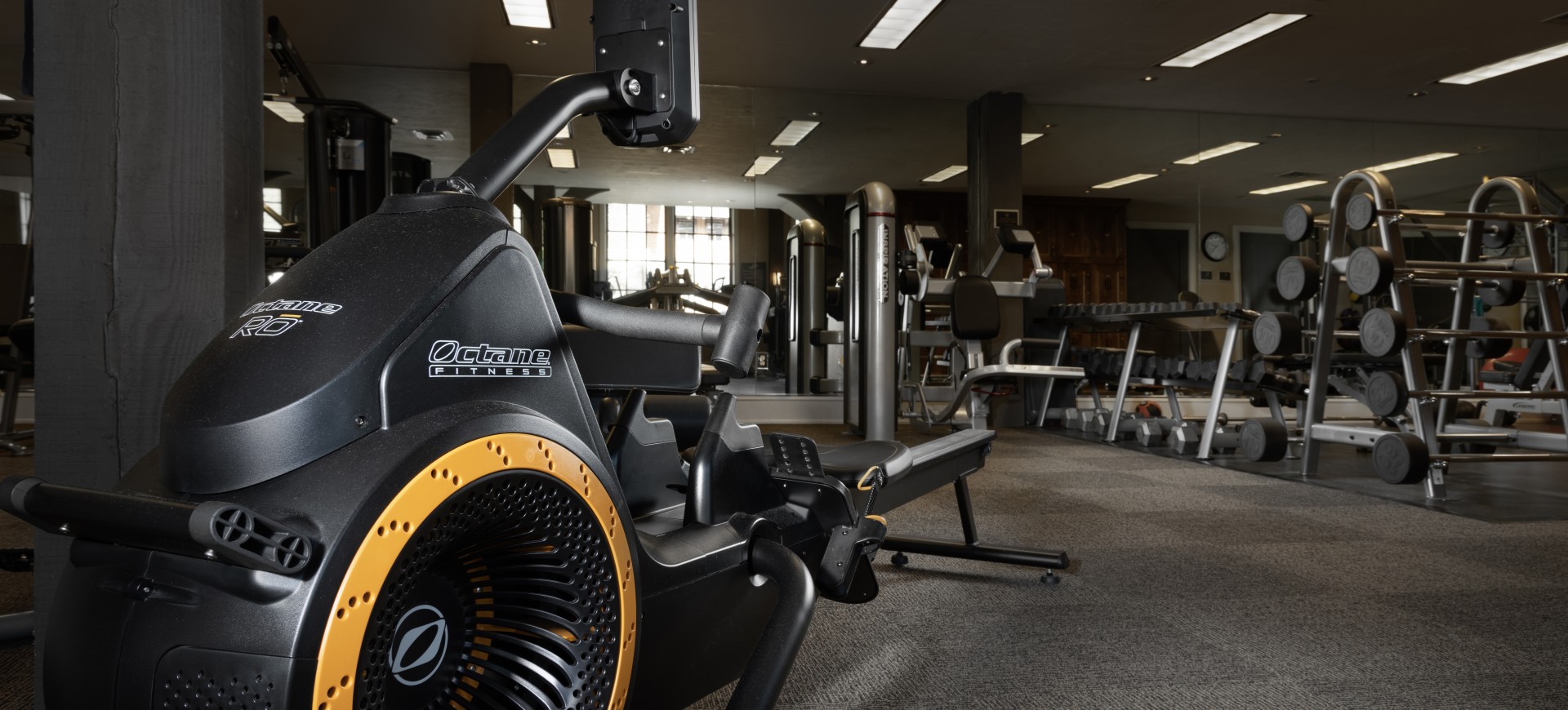 a gym with exercise equipment