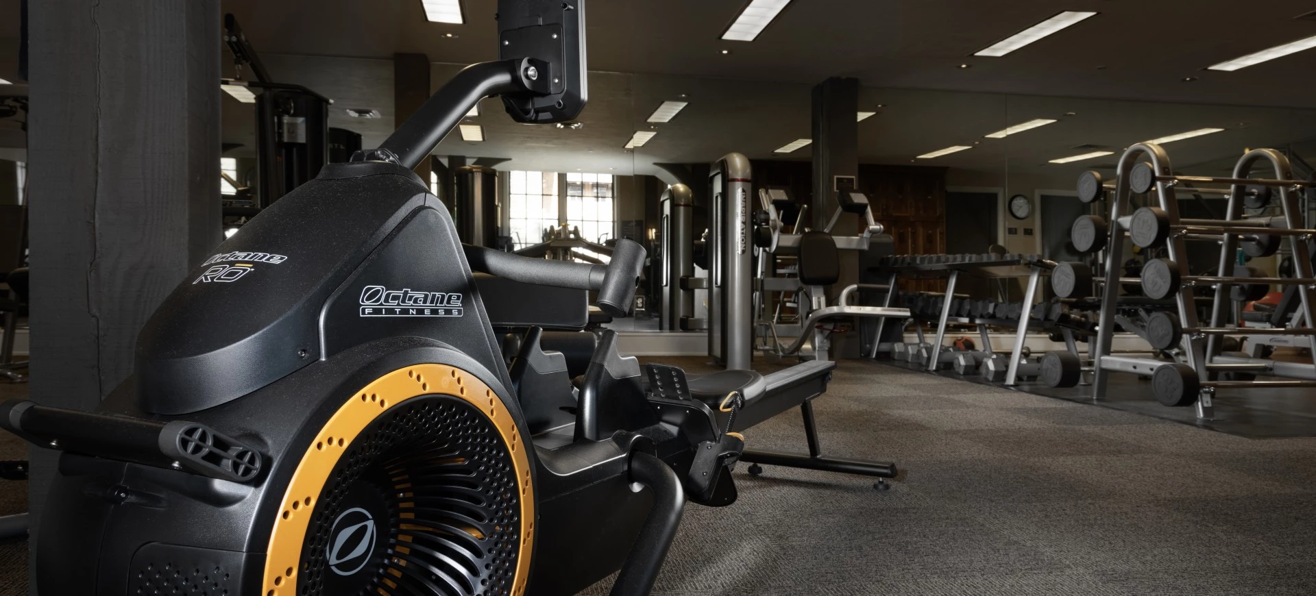 a gym with exercise equipment