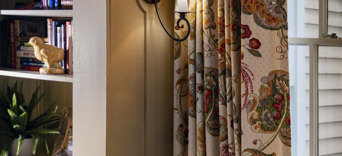 a light on a curtain