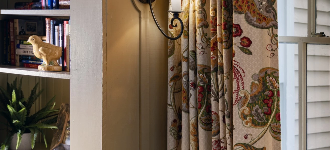 a light on a curtain