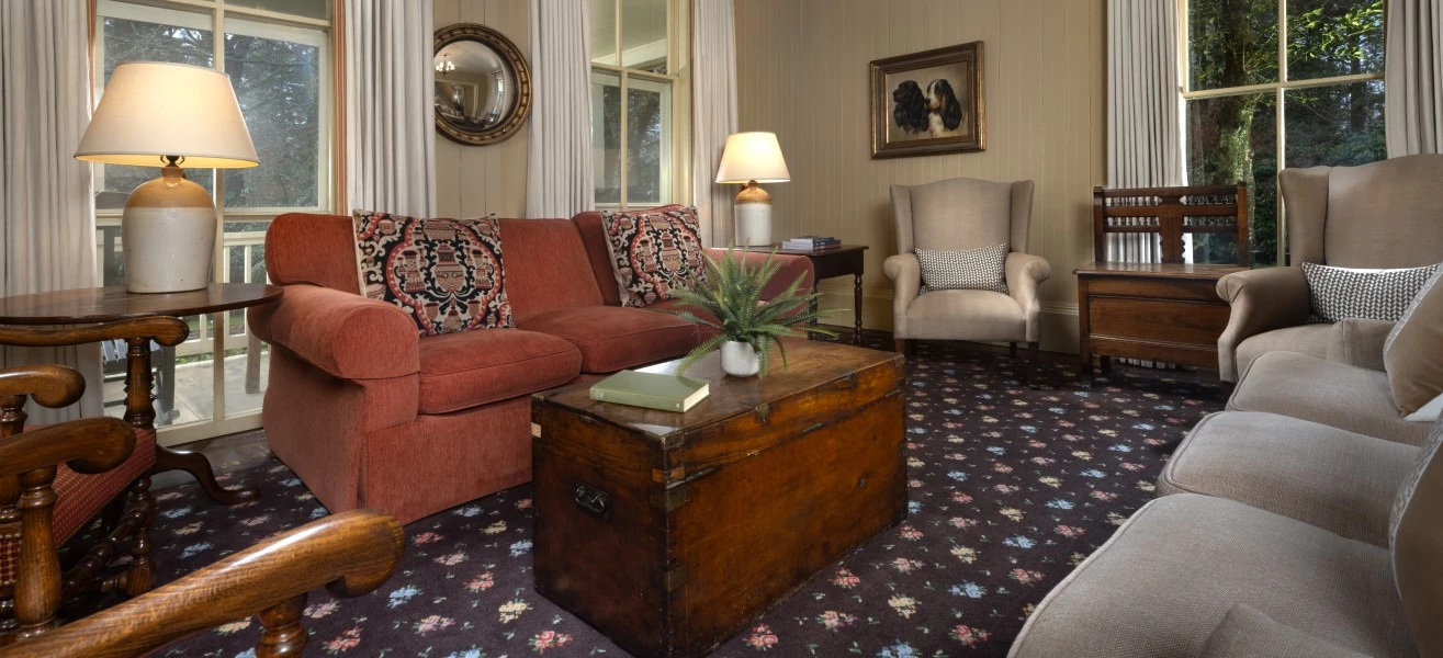 a living room with a couch and a coffee table