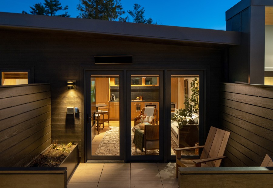 a house with a glass door