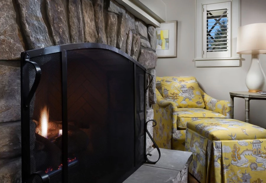 a fireplace in a room