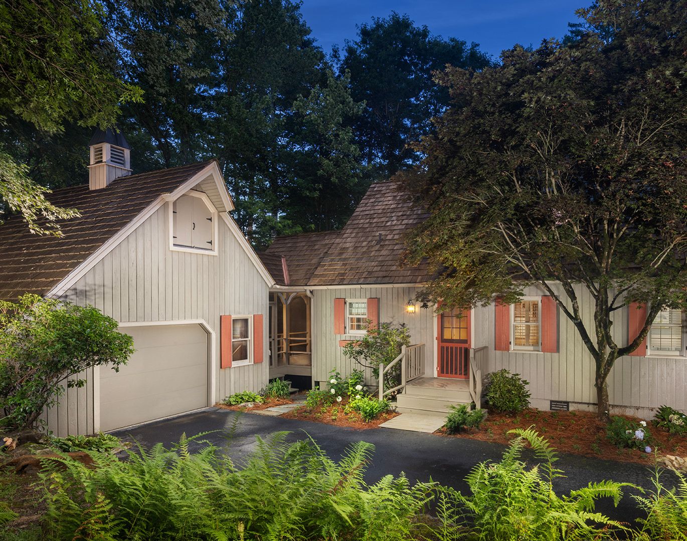 a house with trees around it