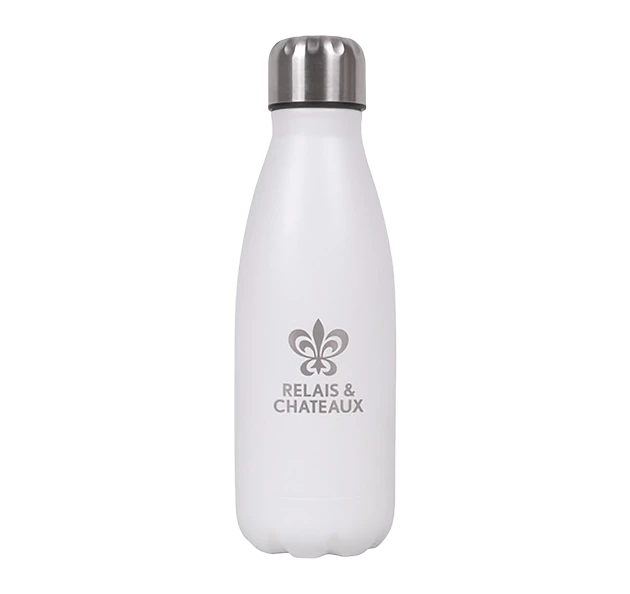 a white bottle with silver lid