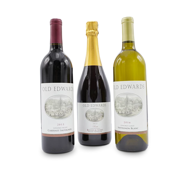 a group of wine bottles