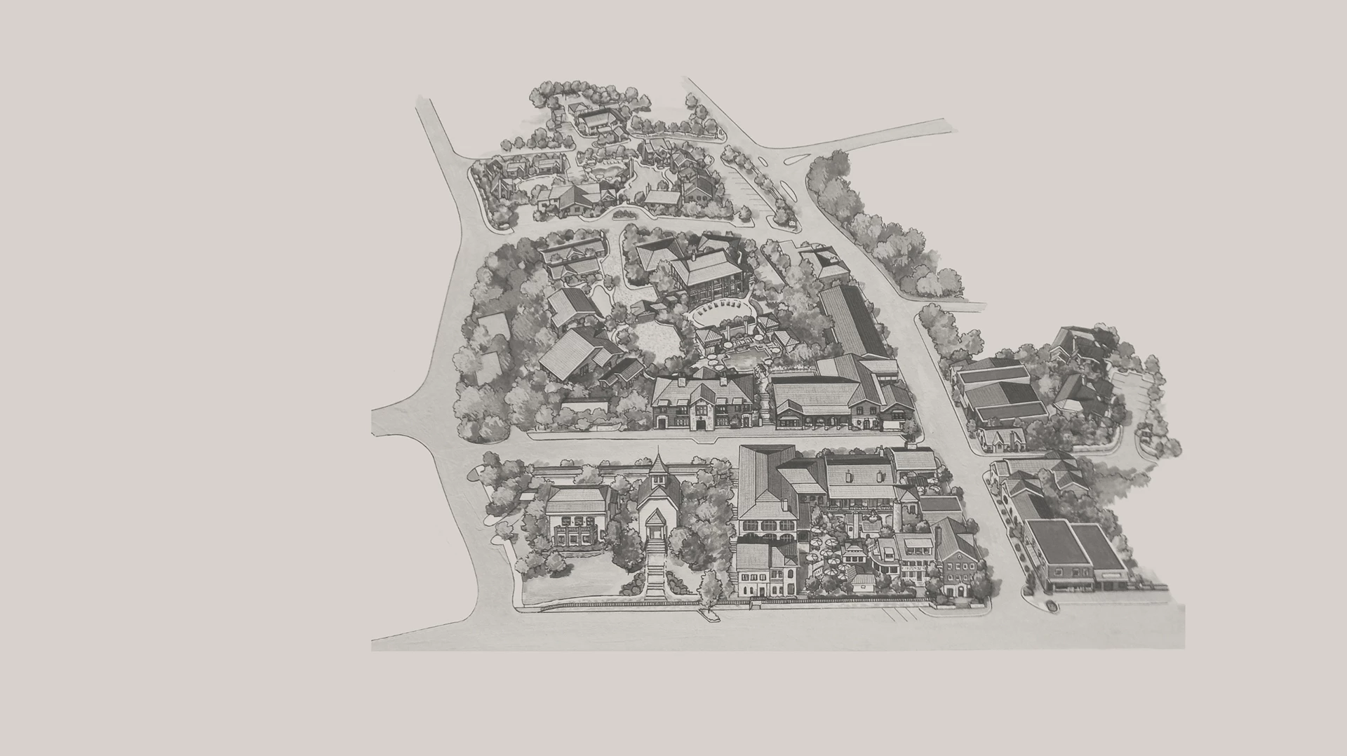 a drawing of a neighborhood