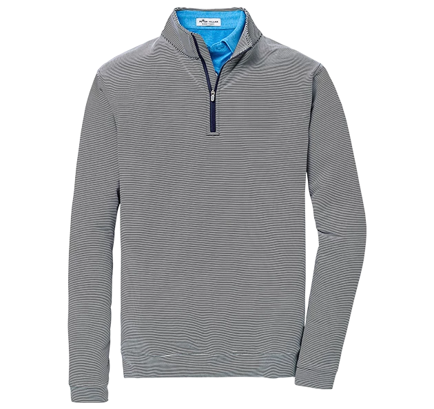 a grey and white striped shirt