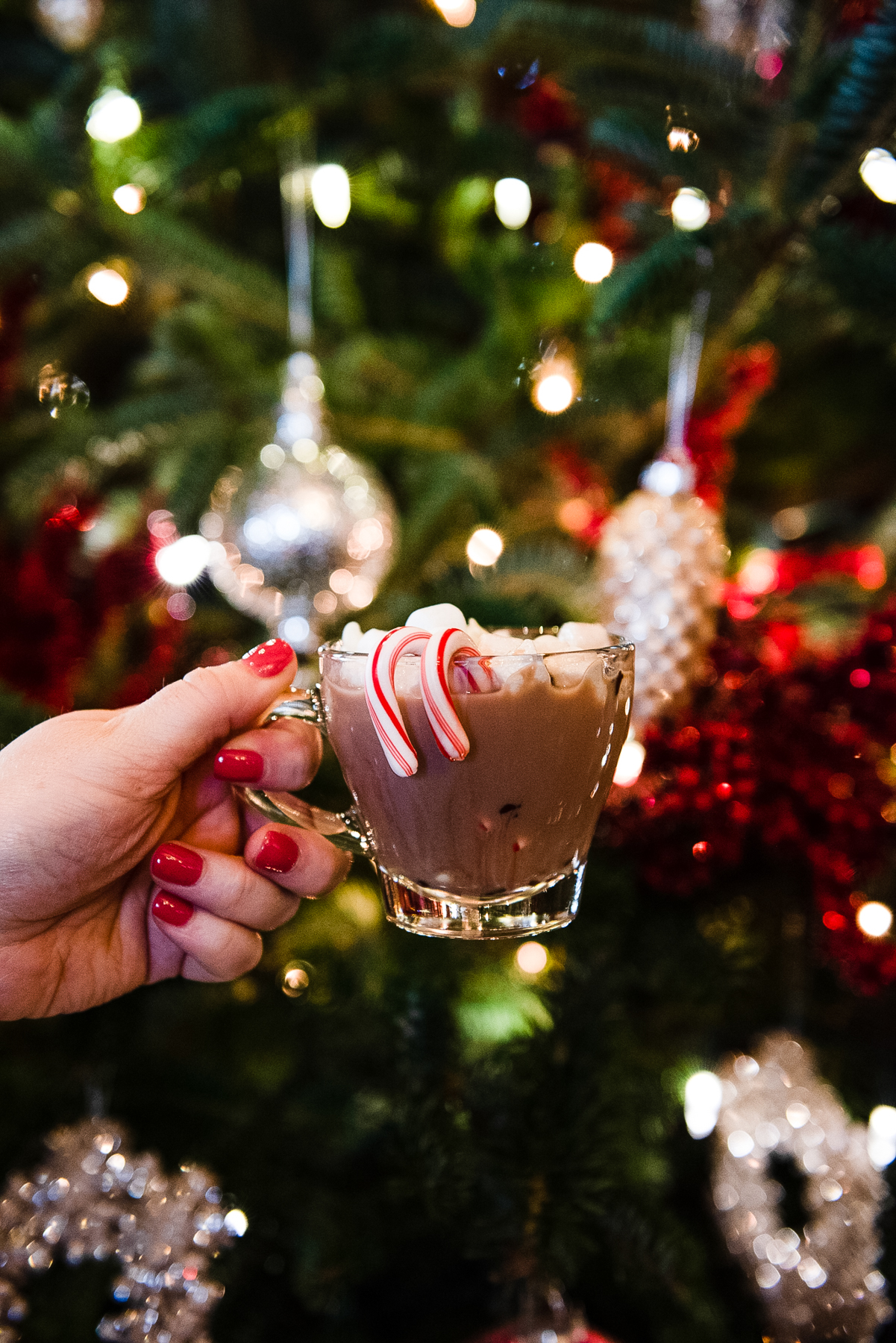 a christmas tree with a rocking horse